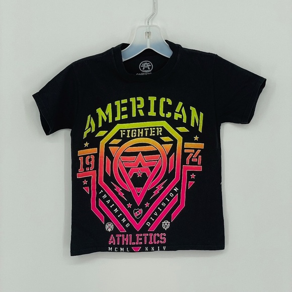 AMERICAN FIGHTER Youth Boswell Neon Black Short Sleeve T-Shirt (30) - Picture 1 of 5